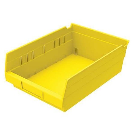 Akro-Mils 30150 Plastic Shelf Bins, Heavy Duty Storage Bins for Garage, Closet, and Drawer Organization, 12" x 8" x 4", Yellow, 12-Pack