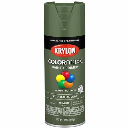 Krylon K05566007 COLORmaxx Spray Paint and Primer for Indoor/Outdoor Use, Satin Italian Olive Green 12 Ounce (Pack of 1)