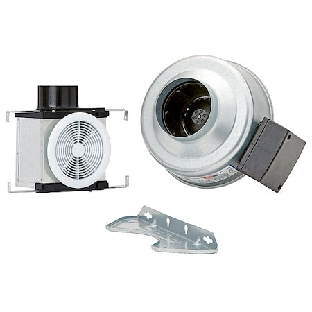 Fantech PB110 Inline Exhaust Bath Fan Kit, 110 CFM, Remote mount fan, for 4" duct