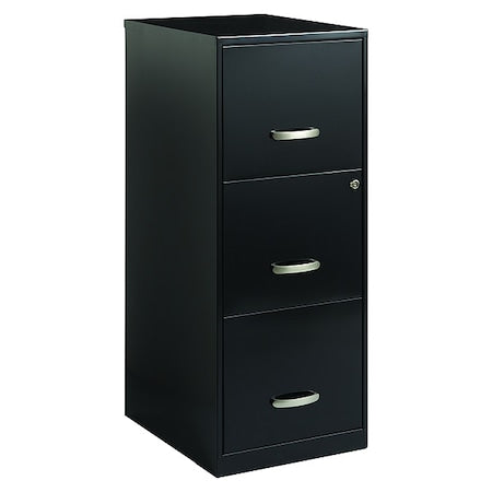 BOWERY HILL 3 Drawers 35.5" Vertical Black Metal Filing Cabinet Lockable Pre-Assembled Stationary Letter Size for Home, Office