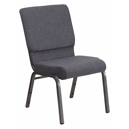 Flash Furniture HERCULES Series 18.5''W Stacking Church Chair in Dark Gray Fabric - Silver Vein Frame
