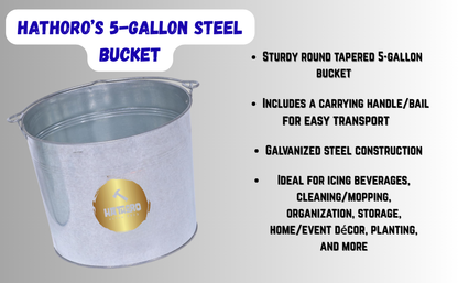 Galvanized Steel Bucket, 5 Gallon, Round Tapered