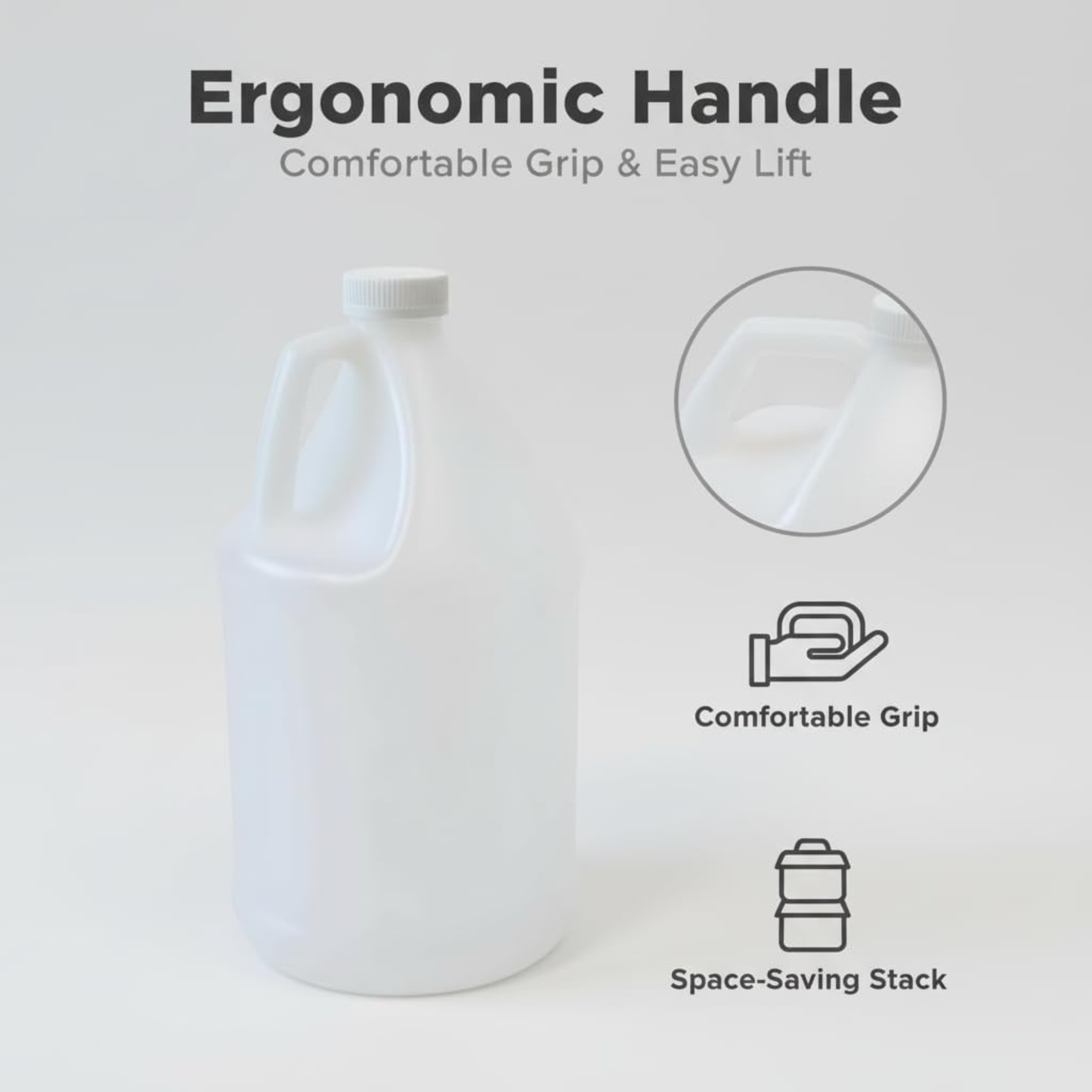 1-Gallon Water Bottle - Round Plastic Jug with Lid