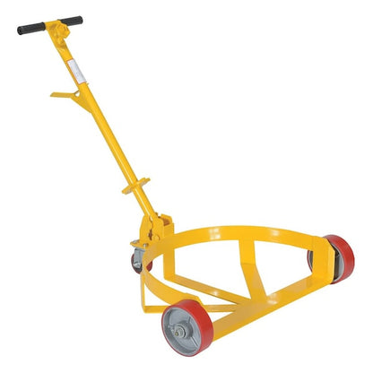 Vestil Low-Profile Steel Drum Dolly with Steering Handle & Poly Wheels (1,200 lb Capacity) - Yellow - Primary View (H803509653)
