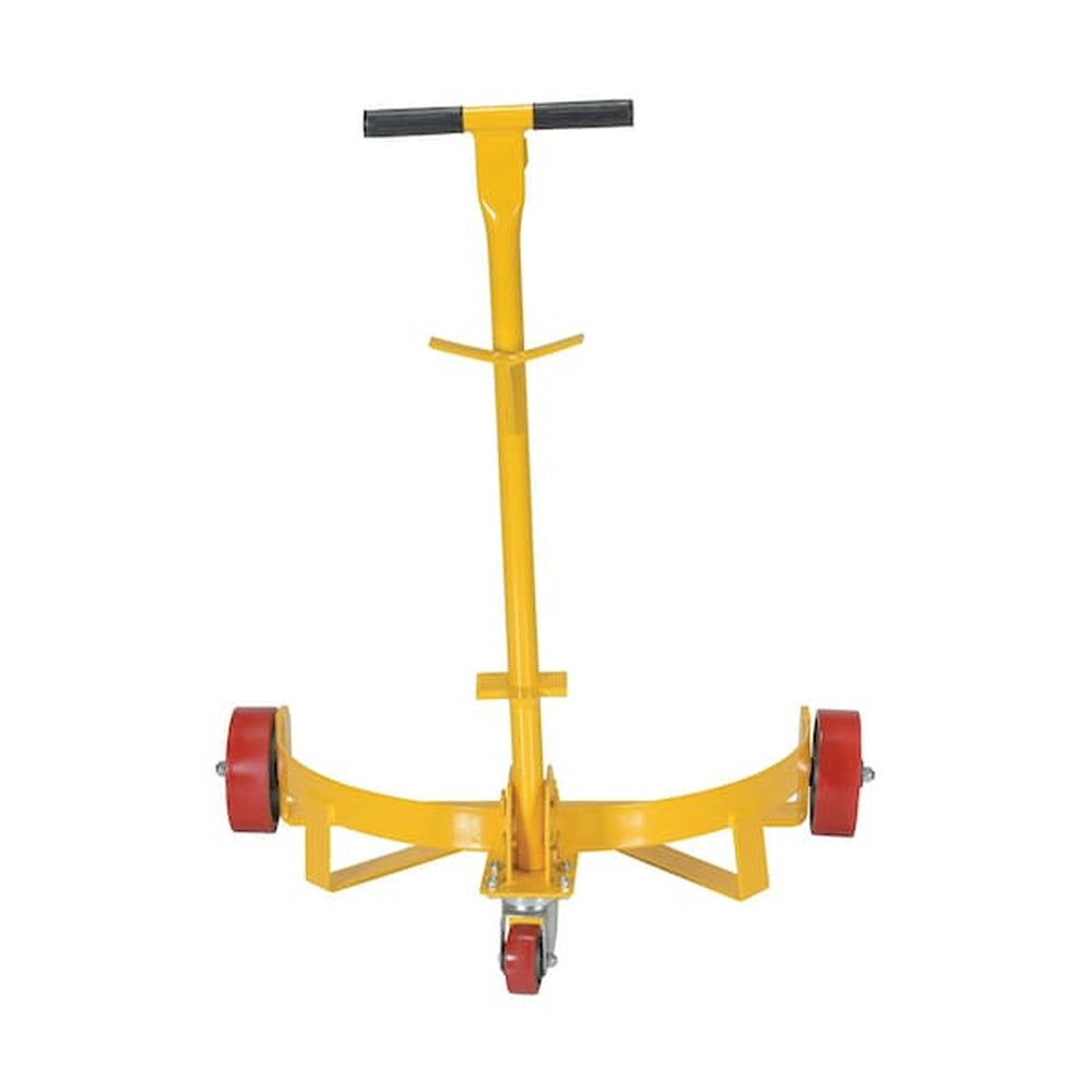 Vestil Low-Profile Steel Drum Dolly with Steering Handle & Poly Wheels (1,200 lb Capacity) - Yellow - View 2 (H803509653)