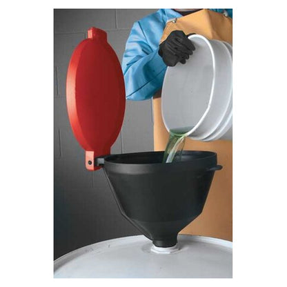 UltraTech 11-Inch Heavy-Duty Polyethylene Drum Funnel with Hinged Cover - Black - View 2 (H1776756)