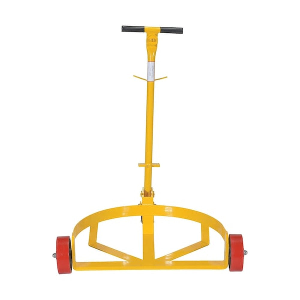 Vestil Low-Profile Steel Drum Dolly with Steering Handle & Poly Wheels (1,200 lb Capacity) - Yellow - View 3 (H803509653)