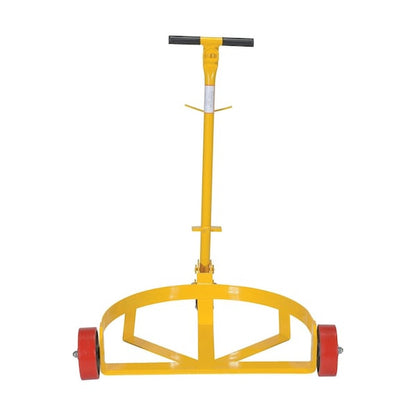 Vestil Low-Profile Steel Drum Dolly with Steering Handle & Poly Wheels (1,200 lb Capacity) - Yellow - View 3 (H803509653)
