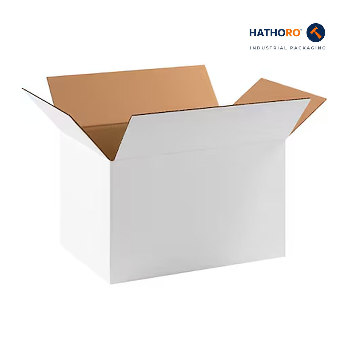 Hathoro 17-1/4 x 11-1/4 x 10 inch white corrugated shipping box