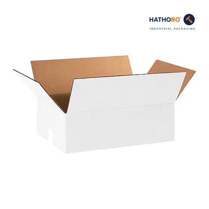 Hathoro 18 x 12 x 6 inch white corrugated shipping box