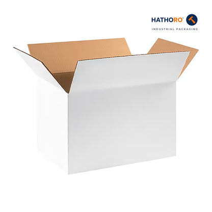 Hathoro 18 x 12 x 12 inch white corrugated shipping box