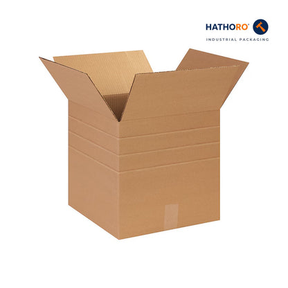 Hathoro 14 x 14 x 14 inch multi-depth corrugated shipping box