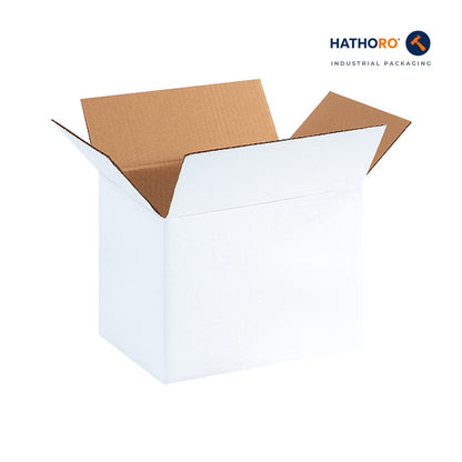 Hathoro 11-1/4 x 8-3/4 x 8 inch white corrugated shipping box