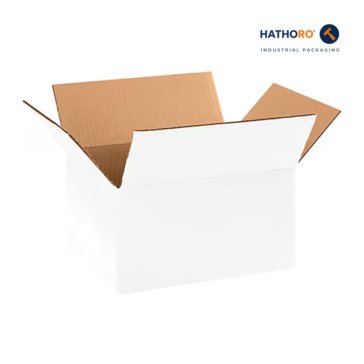 Hathoro 11-1/4 x 8-3/4 x 6 inch white corrugated shipping box