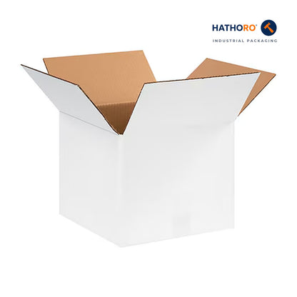 Hathoro 12 x 12 x 10 inch white corrugated shipping box
