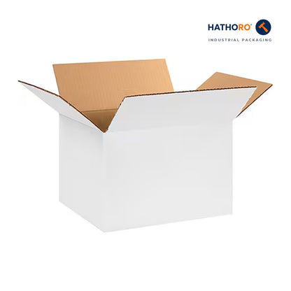 Hathoro 12 x 10 x 8 inch white corrugated shipping box
