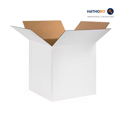 Hathoro 24 x 24 x 24 inch white corrugated shipping box