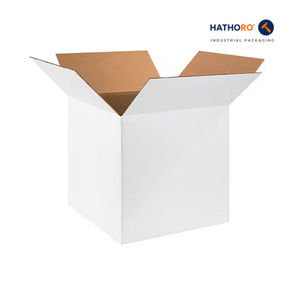 Hathoro 18 x 18 x 18 inch white corrugated shipping box