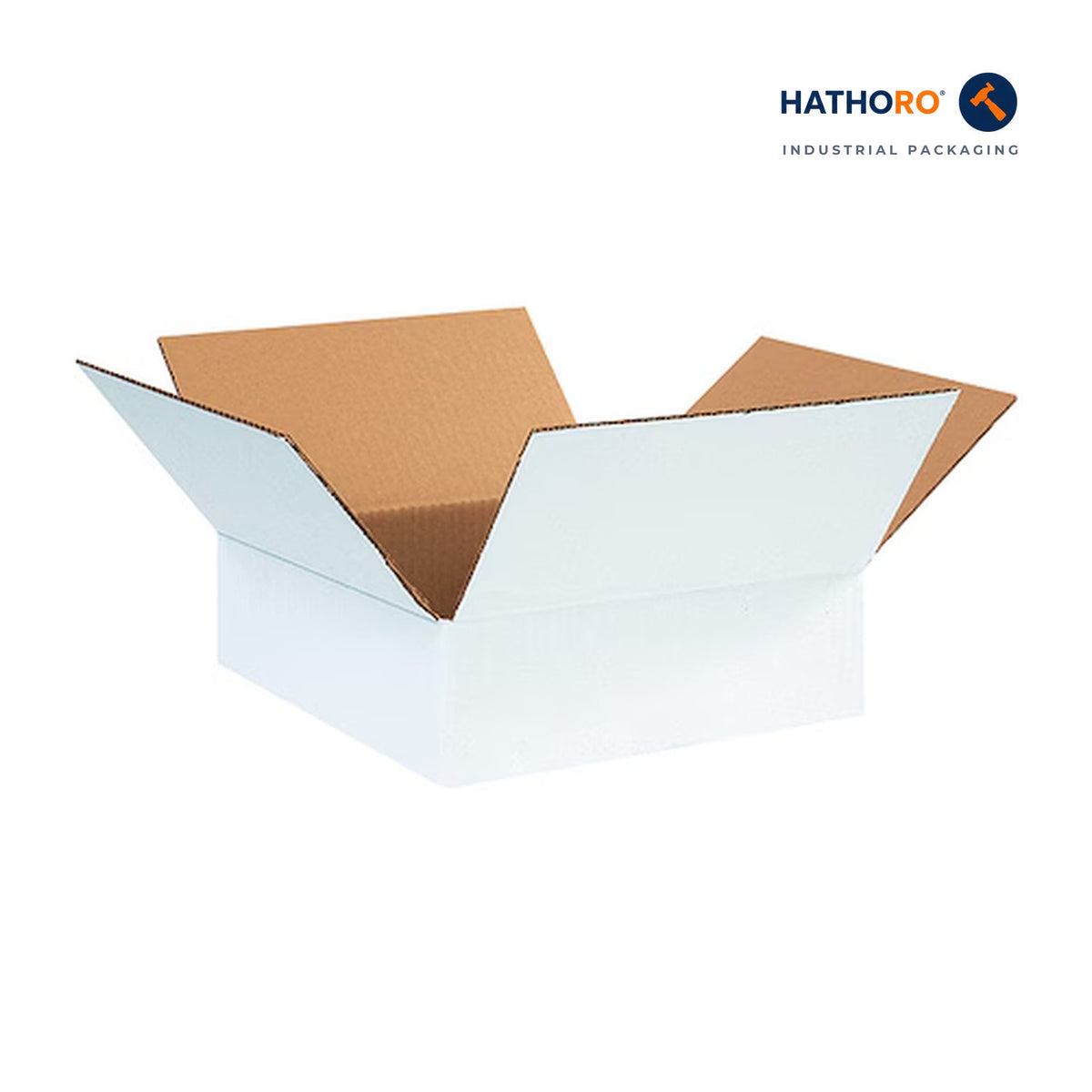 Hathoro 12 x 12 x 4 inch white corrugated shipping box