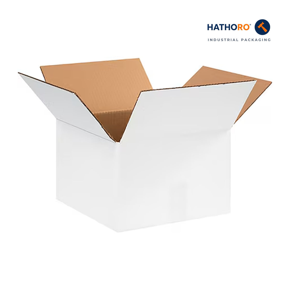 Hathoro 12 x 12 x 8 inch white corrugated shipping box