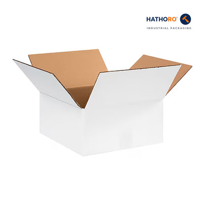 Hathoro 12 x 12 x 6 inch white corrugated shipping box