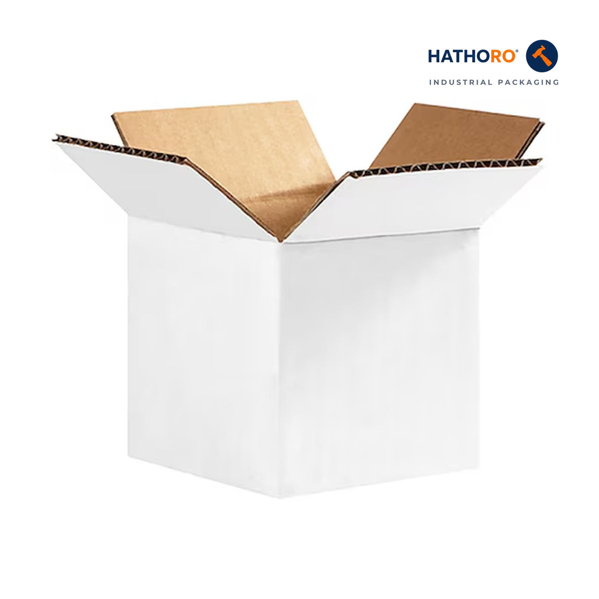 Hathoro 4 x 4 x 4 inch white corrugated shipping box