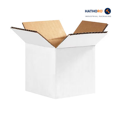Hathoro 4 x 4 x 4 inch white corrugated shipping box