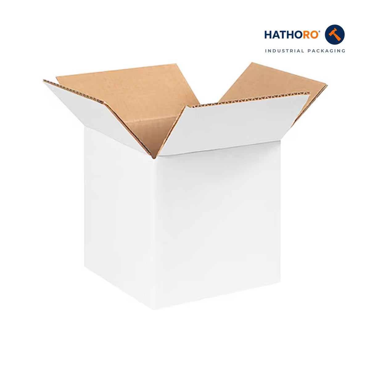 Hathoro 5 x 5 x 5 inch white corrugated shipping box