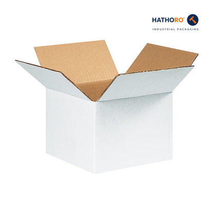 Hathoro 6 x 6 x 4 inch white corrugated shipping box