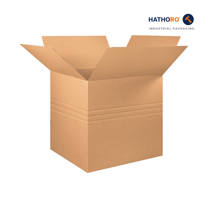 Hathoro 36 x 36 x 36 inch multi-depth corrugated shipping box