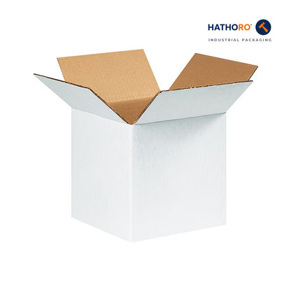 Hathoro 9 x 9 x 9 inch white corrugated shipping box