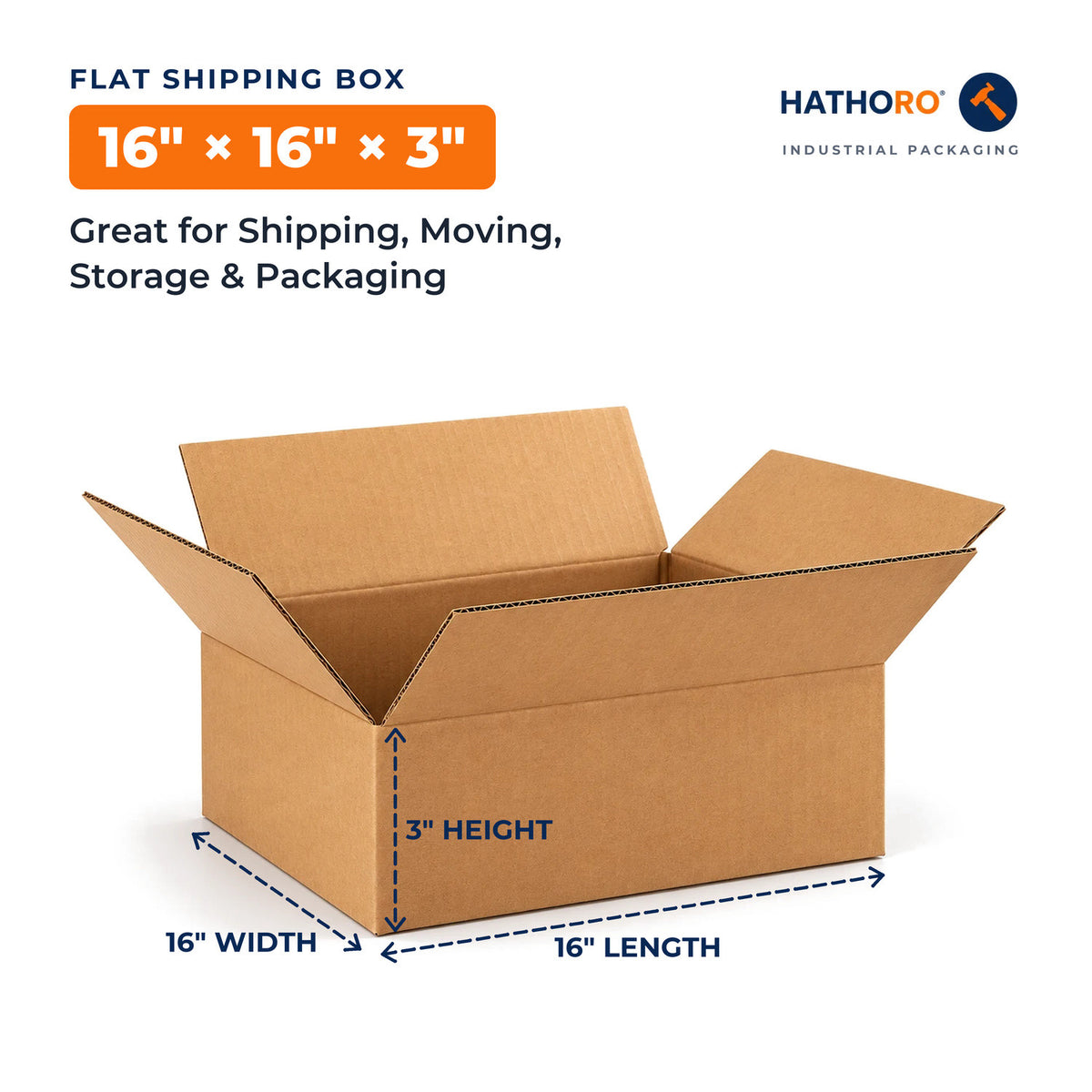 16 x 16 x 3 inch shipping box dimensions